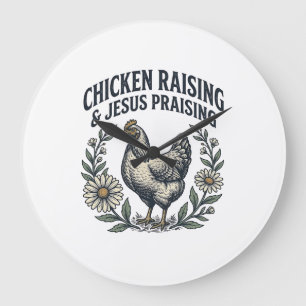 Relógio Grande Criação de Frangos e Louvor a Jesus Galinha Vintag