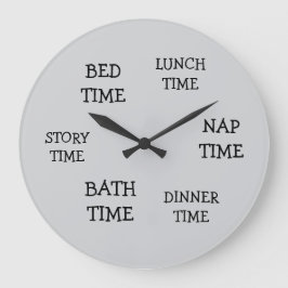 Relógio Grande crianças em idade pré-escolar cinza diária com tex