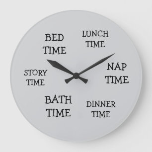 Relógio Grande crianças em idade pré-escolar cinza diária com tex