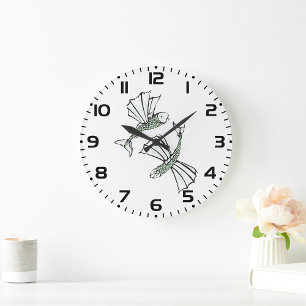 Relógio Grande Criatura Do Oceano Desenhado À Mão De Peixe Voador