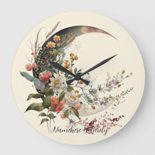 Relógio Grande Crie Seu Próprio Crescente Lunar Floral de Verão
