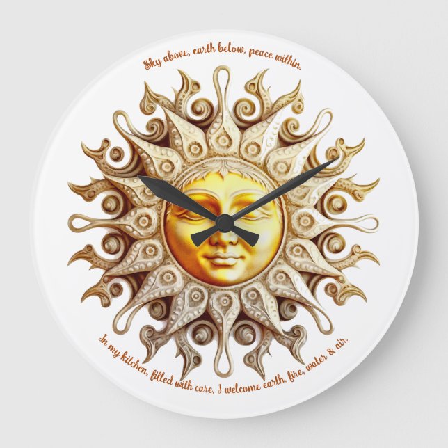 Relógio Grande Crie seu próprio Ouro vitoriano Steampunk Sun (Frente)