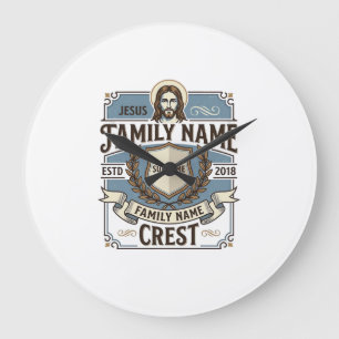 Relógio Grande Crista Nome Família Jesus Brasão Crista Nome Famíl