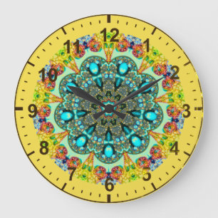 Relógio Grande ~ Cristal e Turquesa Fractal ~