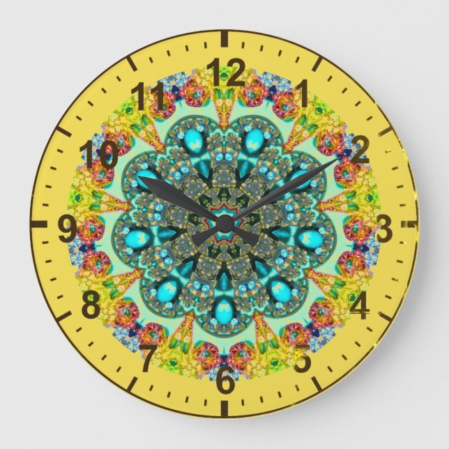 Relógio Grande ~ Cristal e Turquesa Fractal ~ (Frente)