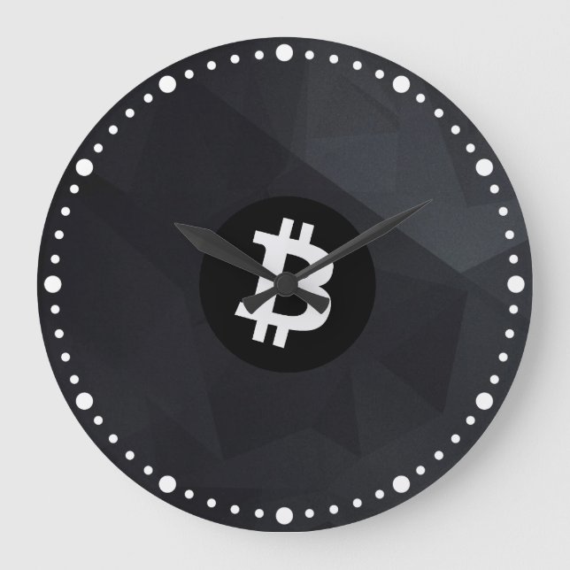 Relógio Grande Cristal Negro Bitcoin (Frente)