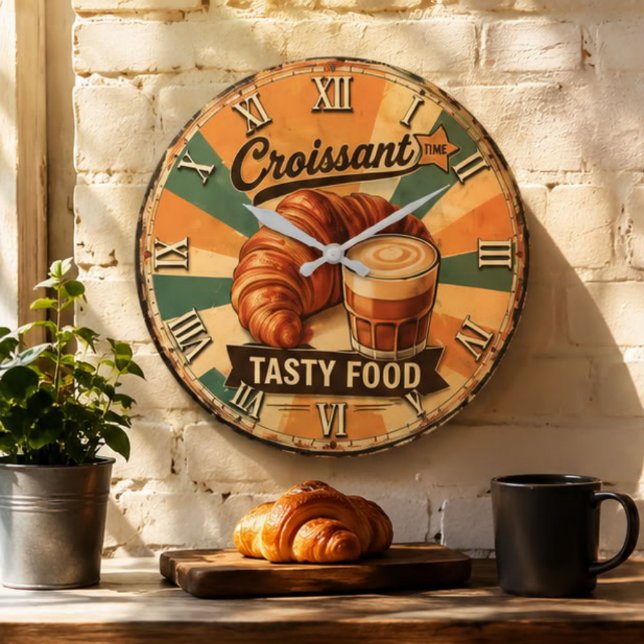Relógio Grande Croissant Time Vintage Kitchen (Criador carregado)