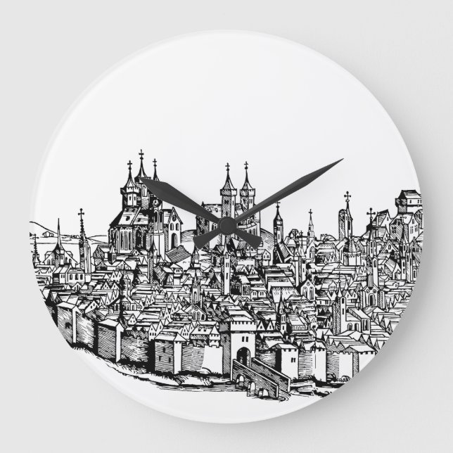 Relógio Grande Crônica Premium Medieval de Erfurt da Turíngia Art (Frente)