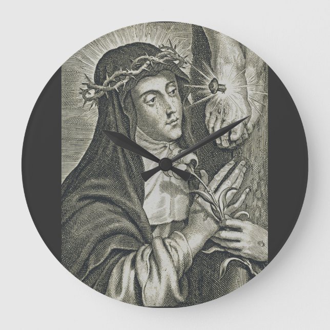 Relógio Grande Crucificação de Santa Catarina de Siena Arte Noir  (Frente)