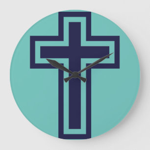 Relógio Grande Cruz cristã azul diferentes variantes