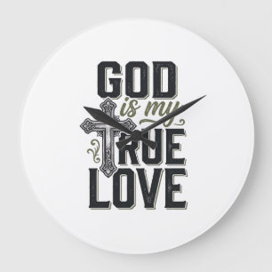 Relógio Grande Cruz Cristã Deus É Meu Verdadeiro Amor Vetor