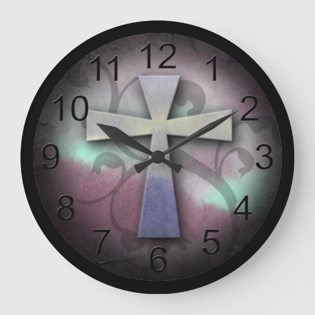 Relógio Grande Cruz rústica cristã feita sob encomenda bonita de (Frente)