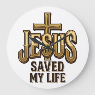 Relógio Grande Cruz Vintage Jesus Salvou Minha Vida