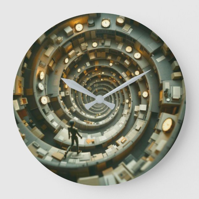 Relógio Grande Cubicle Descent of Deadlines Wall Clock (Frente)
