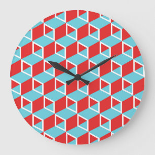 Relógio Grande Cubos Isométricos: Fundo Vintage Colorido.