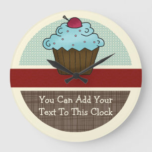 Relógio Grande Cupcake customizável v2 da cereja