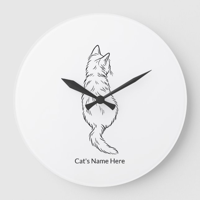Relógio Grande Custom Cat Name Wall Clock (Frente)