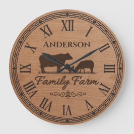 Relógio Grande Custom Family Name Wall Clock – Farmhouse Decor 