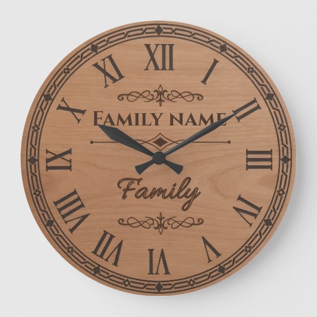 Relógio Grande Custom Family Name Wall Clock – Home Decor  (Frente)