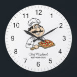 Relógio Grande Custom Italian Pizzeria Pizza Kitchen / Restaurant<br><div class="desc">Bring the warm,  inviting atmosphere of an authentic Italian kitchen into your space with this Italian Pizzeria Pizza Kitchen or Restaurant Round Large Clock. Inspired by classic Italian pizzerias,  this stylish wall clock adds a delicious touch of culinary charm to any kitchen,  dining area,  café,  or restaurant.</div>