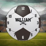 Relógio Grande Custom Name Soccer Football<br><div class="desc">Personalized name soccer clock. Designed by Thisisnotme©</div>