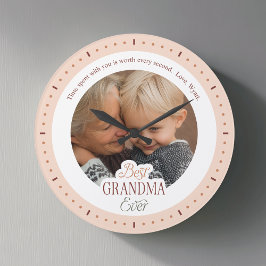 Relógio Grande Custom Photo Message Best Grandma Ever Large Clock