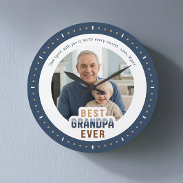 Relógio Grande Custom Photo Message Best Grandpa Ever Large Clock