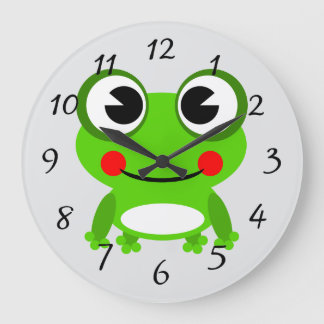 Relógio Grande Cute animated frog round clock