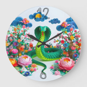 Relógio Grande Cute Ano Novo Chinês Cobra Origami WC4
