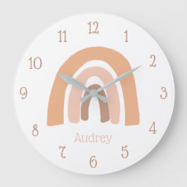 Relógio Grande Cute Boho Rainbow Pink Personalizado