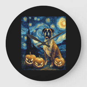 Relógio Grande Cute Boxer Halloween Jack O Lantern Abóbora Face S