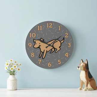 Relógio Grande Cute Dog Wall Clock with Large 12 Hour Numbers