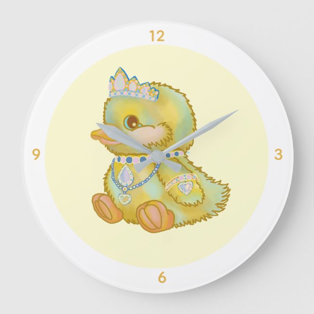 Relógio Grande Cute Dressed Up Stuffed Toy Duck Clock (Frente)