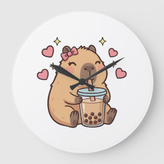Relógio Grande Cute Girls Capybara Ramen Kawaii Tea Kawaii Capy 