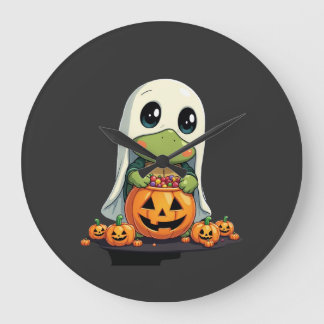 Relógio Grande Cute Halloween Turtle Ghost with Candy (5)