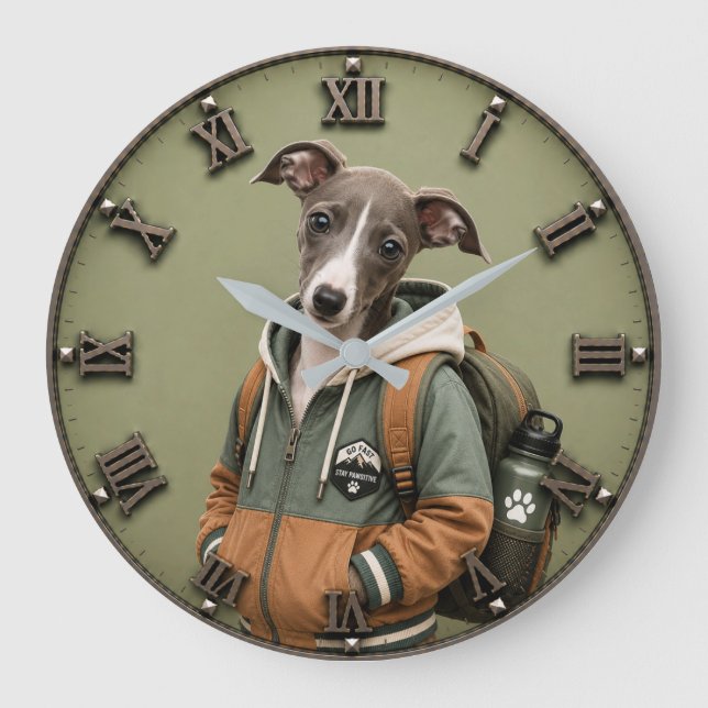 Relógio Grande Cute Italian Greyhound Puppy (Frente)