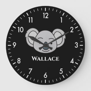 Relógio Grande Cute Koala Personalizado Nome Personalizado Único