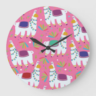 Relógio Grande Cute Llama Pattern