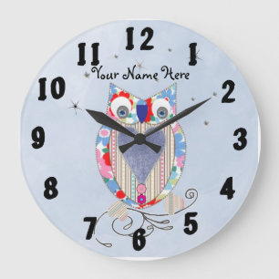 Relógio Grande Cute Owl Baby Nursery Personalize