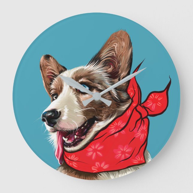 Relógio Grande Cute Pembroke Welsh Corgi (Frente)