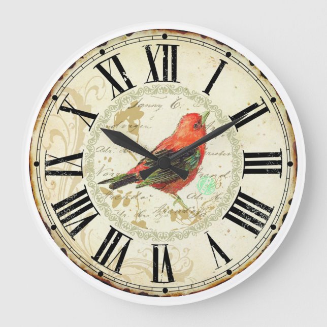 Relógio Grande cute red bird roman numeric (Frente)