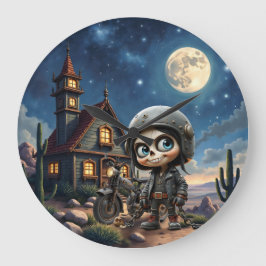 Relógio Grande Cute Skull Biker | Passeio ao Luar pelo Deserto