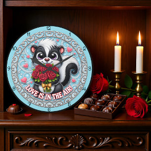 Relógio Grande Cute Skunk Amor Está No Ar