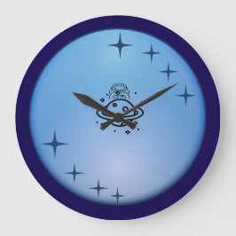 Relógio Grande Cute Space Astronaut Wall Clock – Blue Galaxy Star