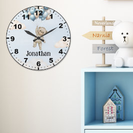 Relógio Grande Cute Teddy Bear with Balloons