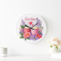 Cute Valentine Cocoa Mugs with Flowers & Hearts