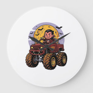 Relógio Grande Cute Vampire Monster Truck Halloween Camisa Design