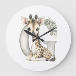 Relógio Grande Cute watercolour baby animal alphabet Giraffe