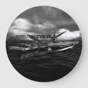Relógio Grande CVN-75 Harry S. Truman Round (Large) Wall Clock