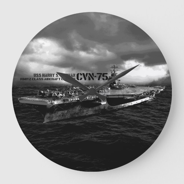 Relógio Grande CVN-75 Harry S. Truman Round (Large) Wall Clock (Frente)